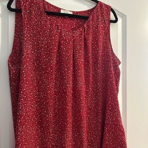 LOFT Red and White Sleeveless Blouse
